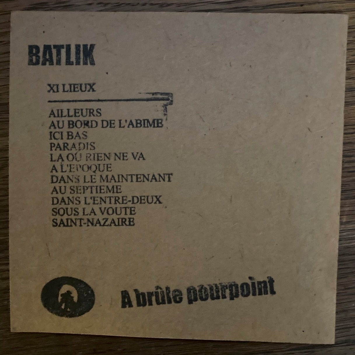 Pochette de l'album XI lieux de Batlik - verso