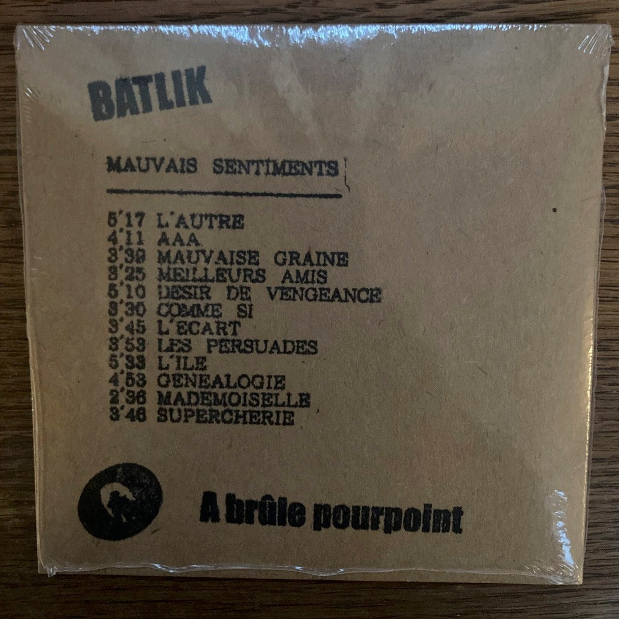 Pochette de l'album Mauvais sentiments de Batlik - verso